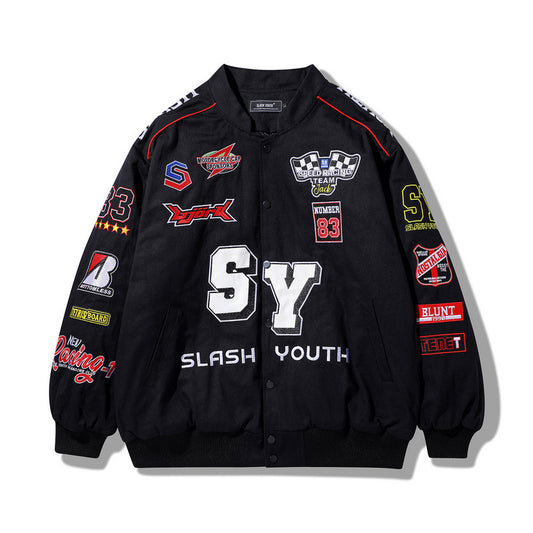 Embroidered Patch Motorcycle Jacket